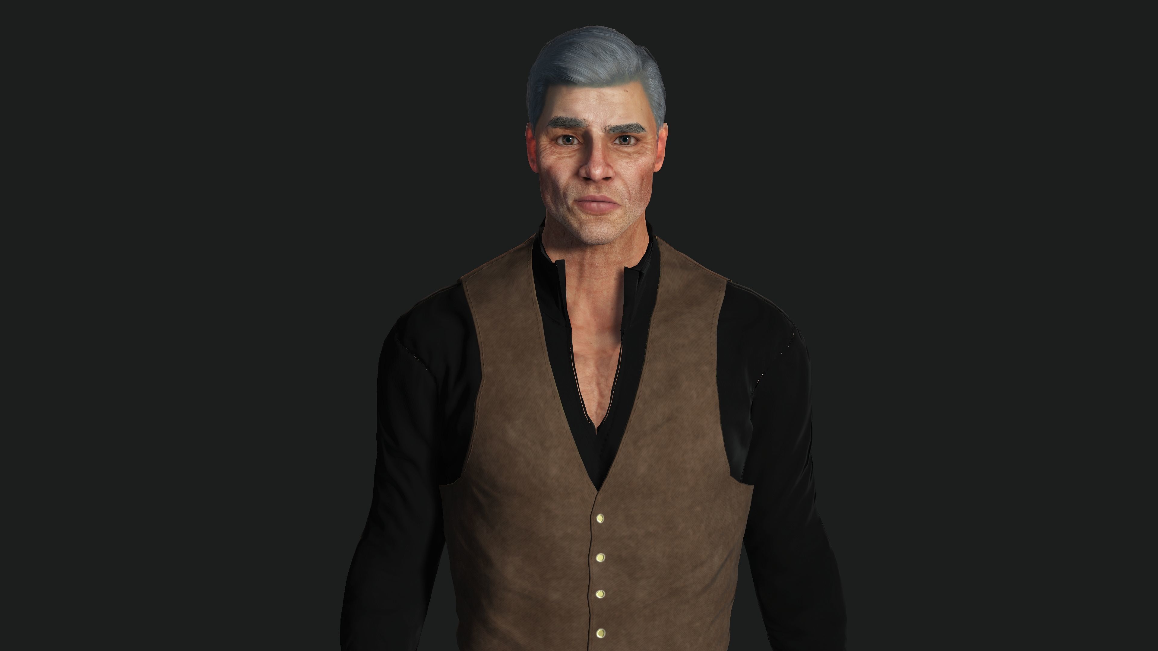 AAA 3D REALISTIC CHARACTER - EUROPEAN OLD MAN OLD MONEY STYLE Low-poly 3D model_11