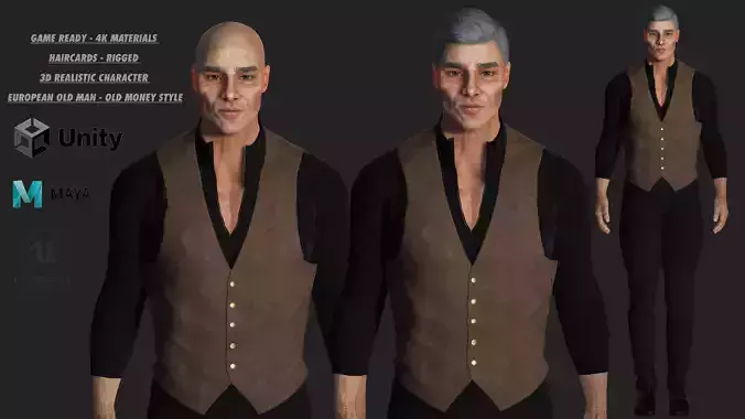 AAA 3D REALISTIC CHARACTER - EUROPEAN OLD MAN OLD MONEY STYLE