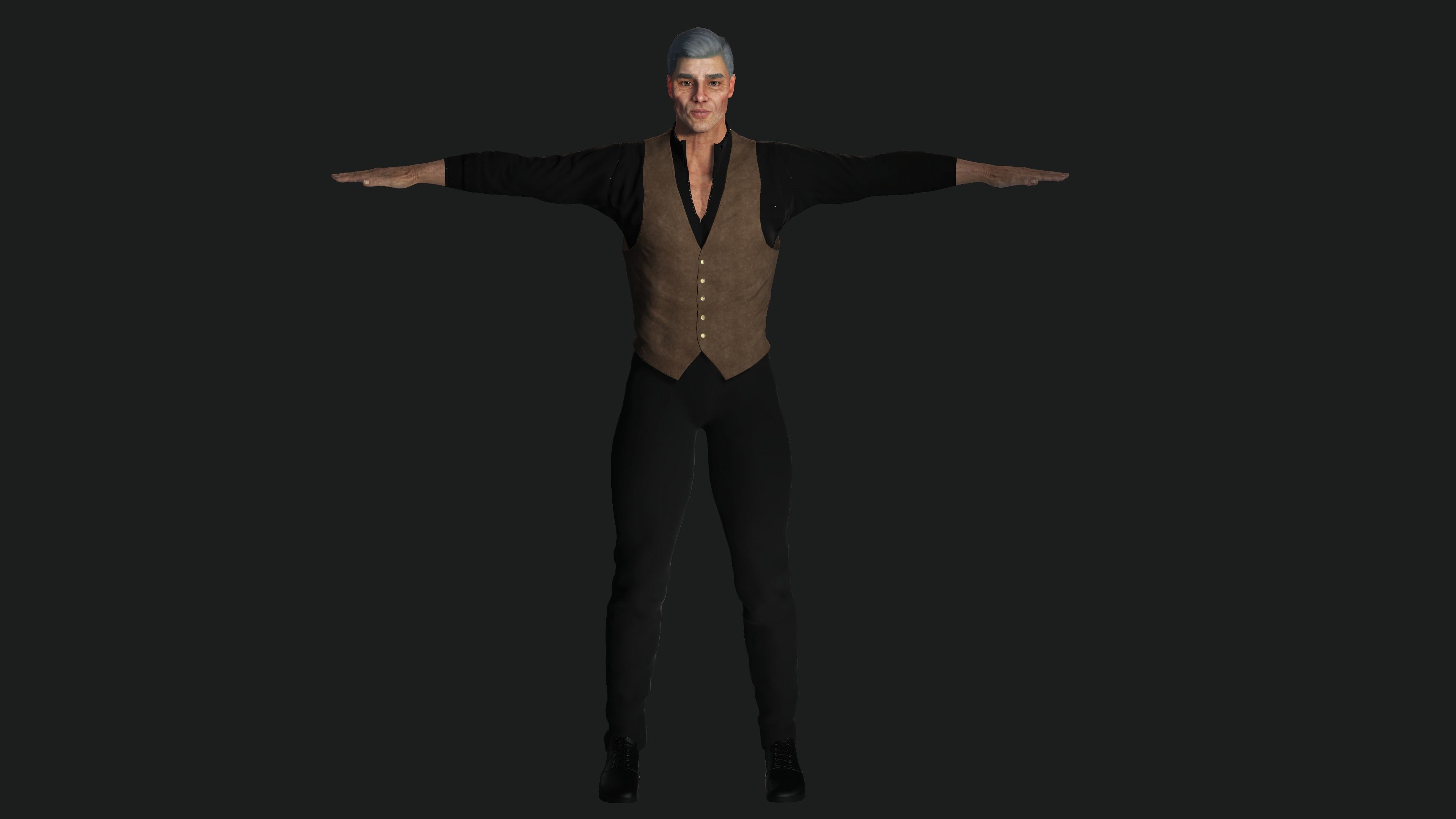 AAA 3D REALISTIC CHARACTER - EUROPEAN OLD MAN OLD MONEY STYLE Low-poly 3D model_14