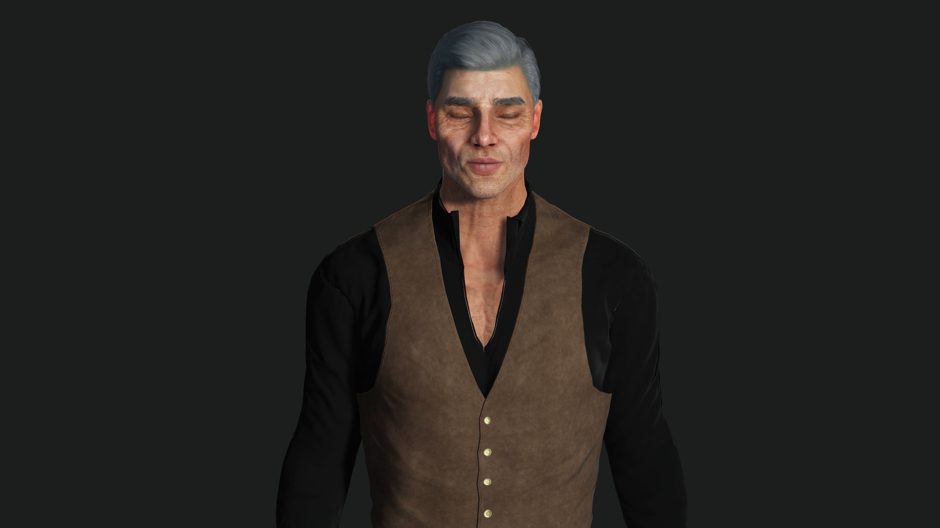 AAA 3D REALISTIC CHARACTER - EUROPEAN OLD MAN OLD MONEY STYLE Low-poly 3D model_10