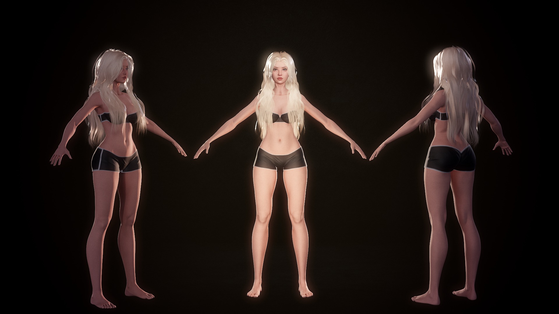 Base Female Body Low-poly 3D model_2