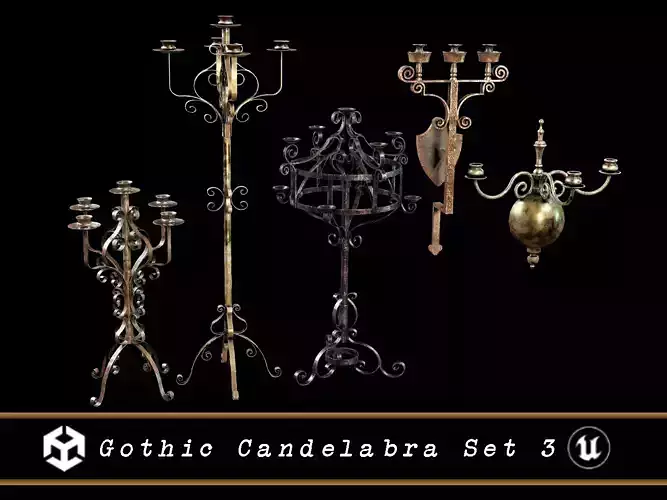 Gothic Candelabra Set 3 