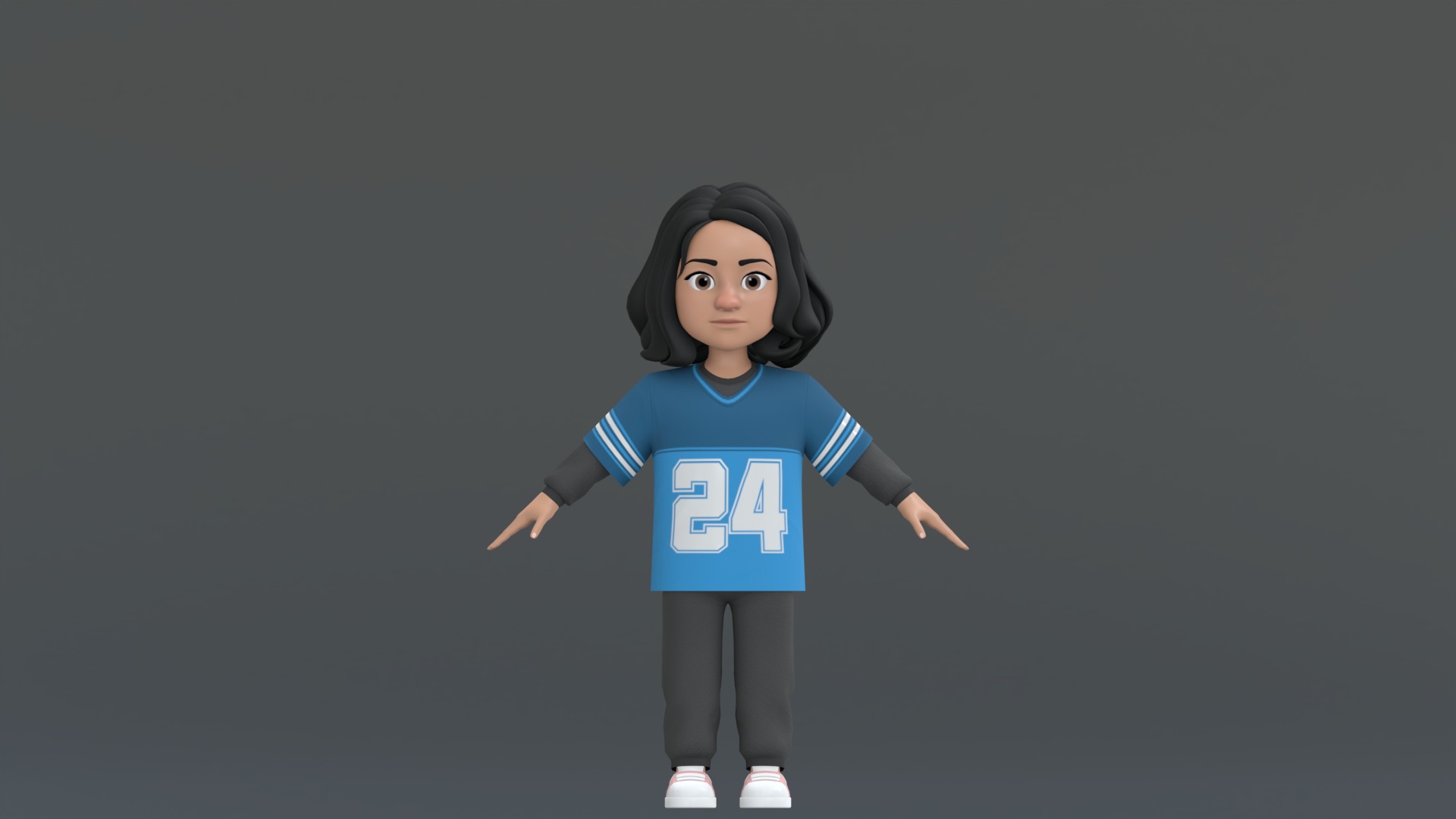 Ellie Cartoon Girl Character 3D model_12