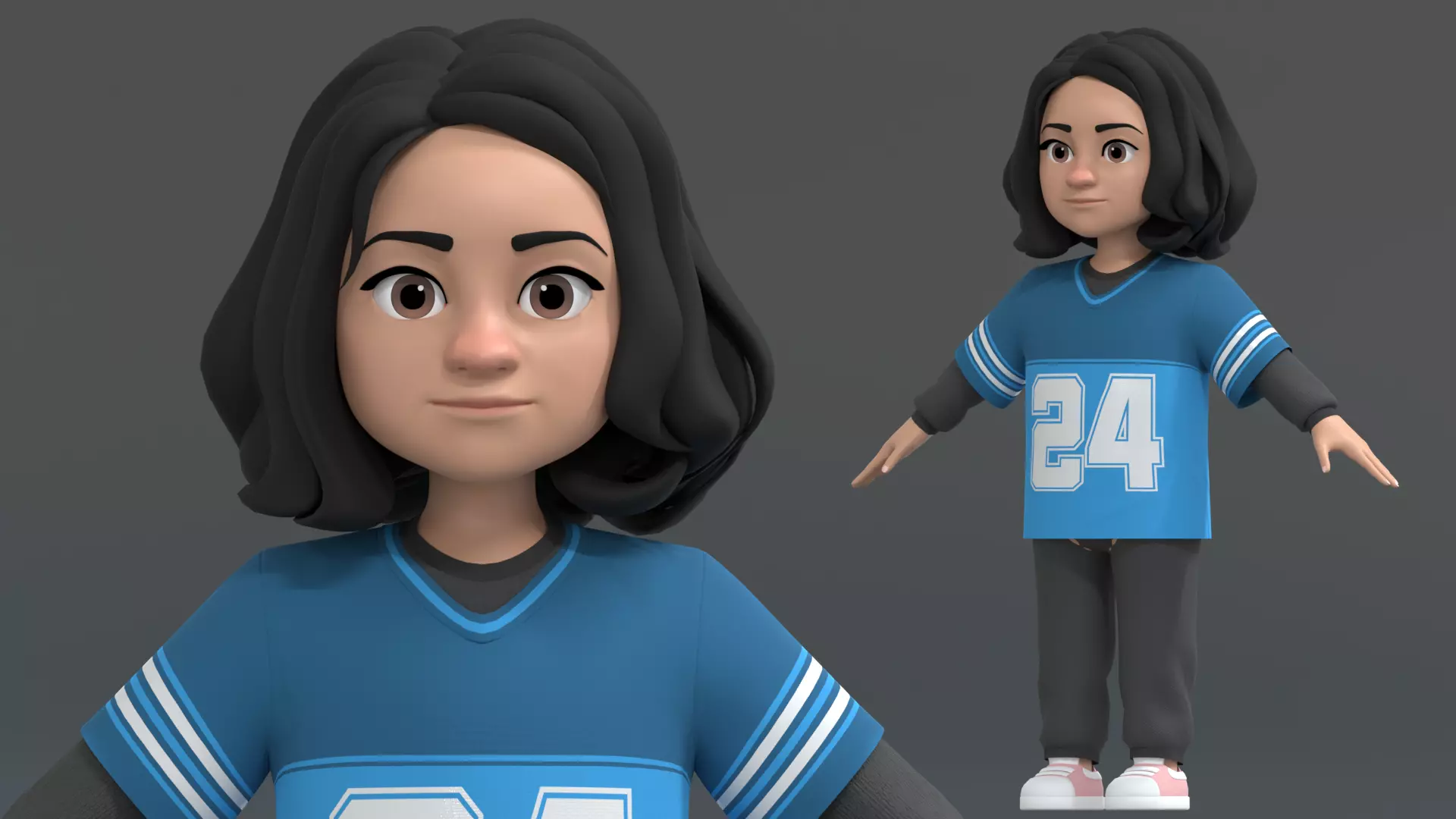 Ellie Cartoon Girl Character 3D model_0