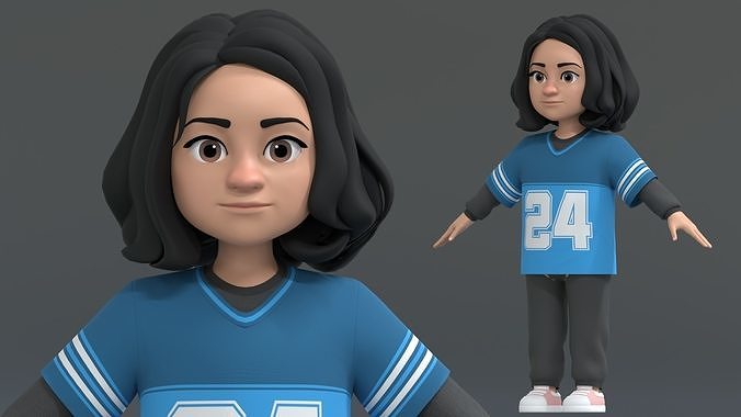Ellie Cartoon Girl Character 3D model