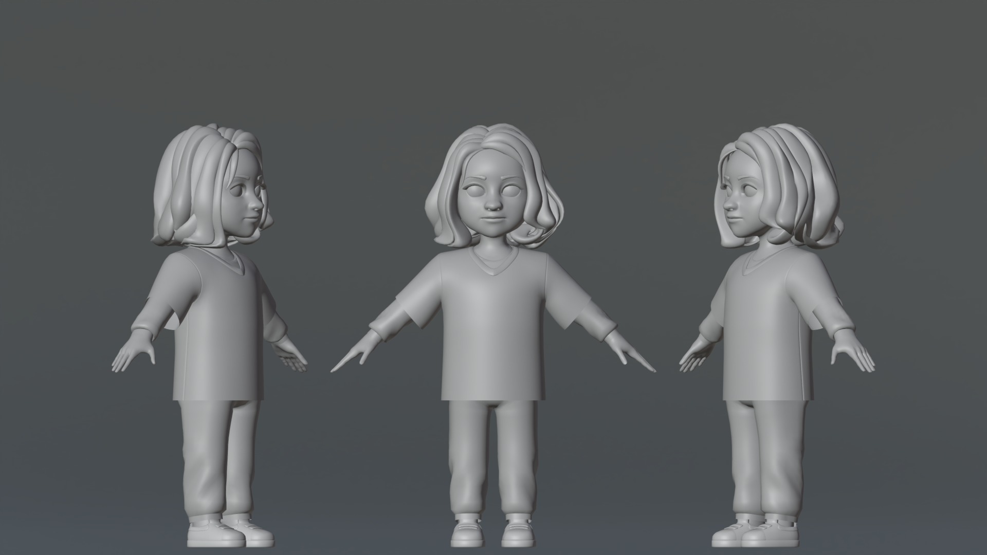 Ellie Cartoon Girl Character 3D model_5