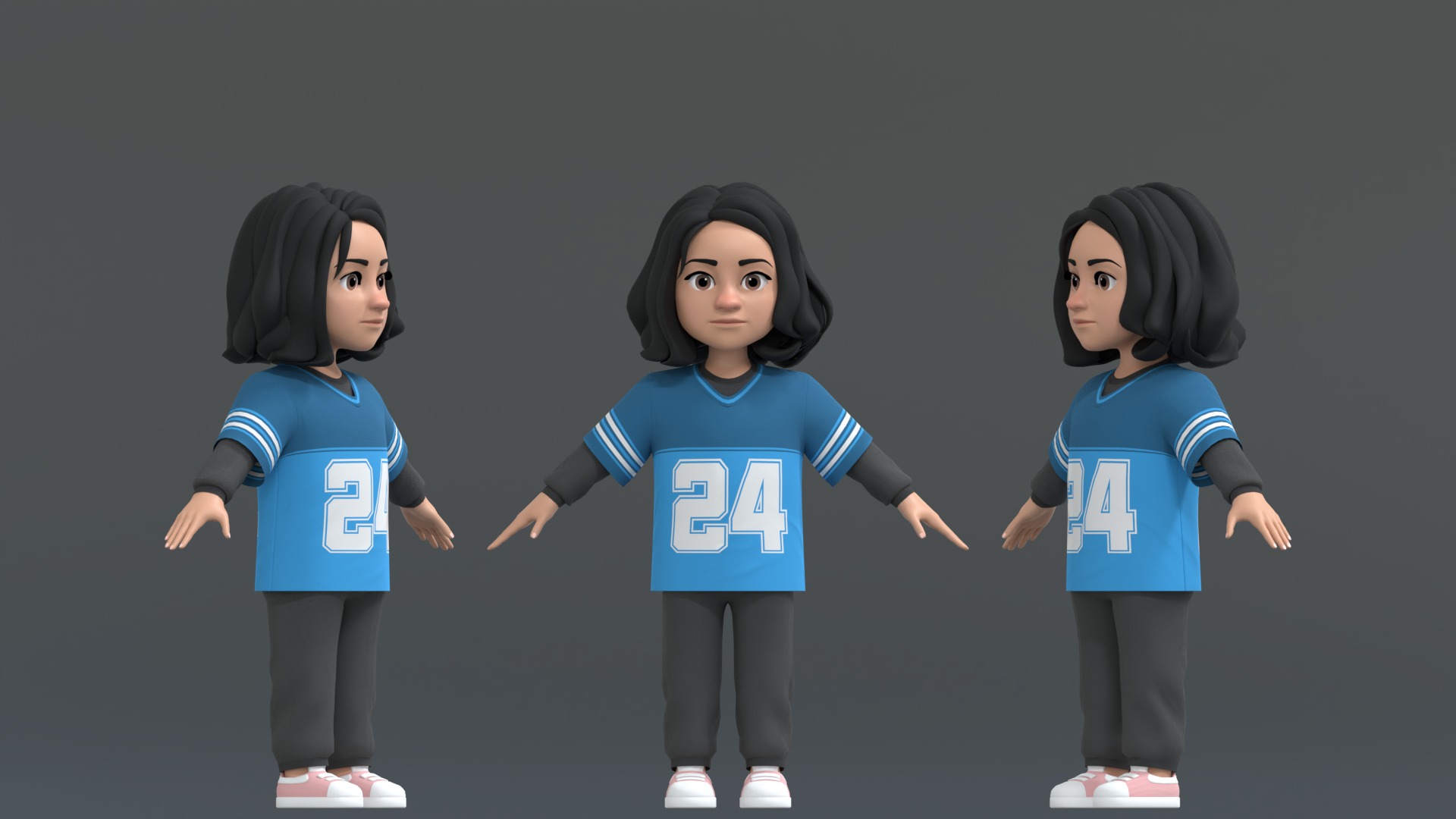 Ellie Cartoon Girl Character 3D model_3