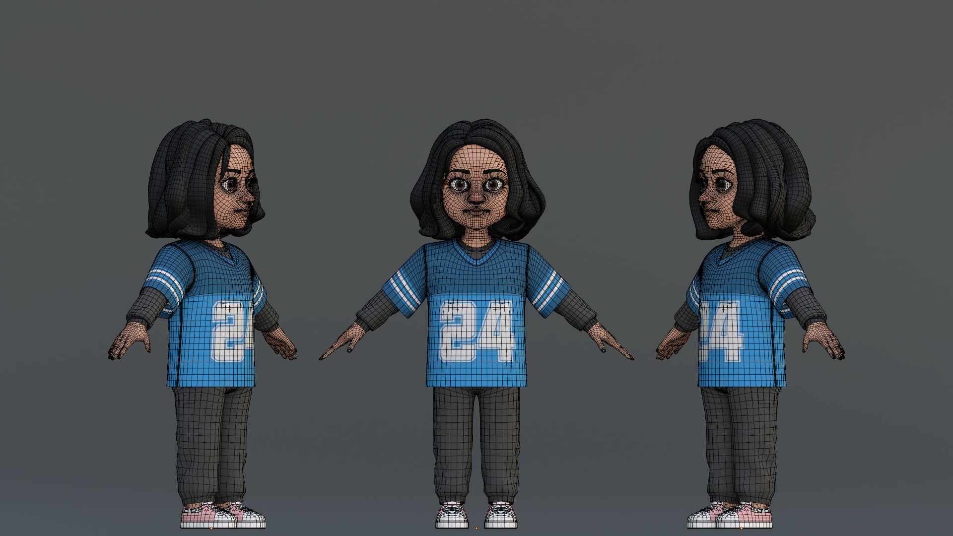 Ellie Cartoon Girl Character 3D model_7