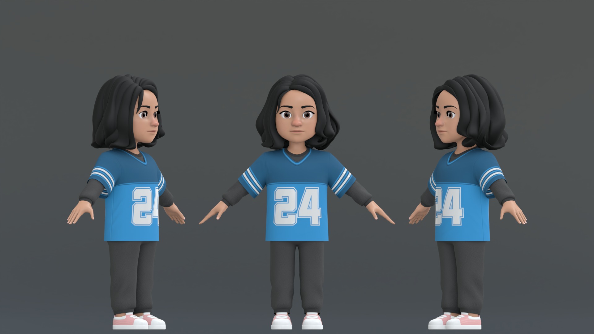 Ellie Cartoon Girl Character 3D model_4