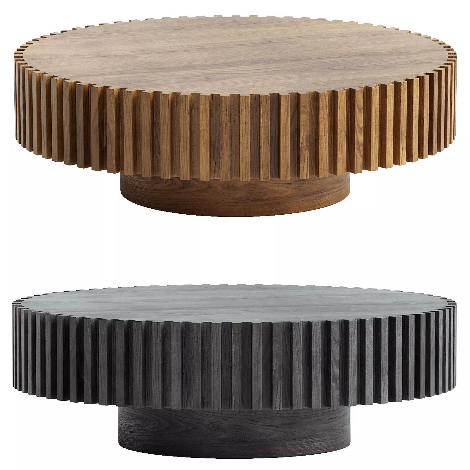 Oak Round Coffee Table 3D model_0