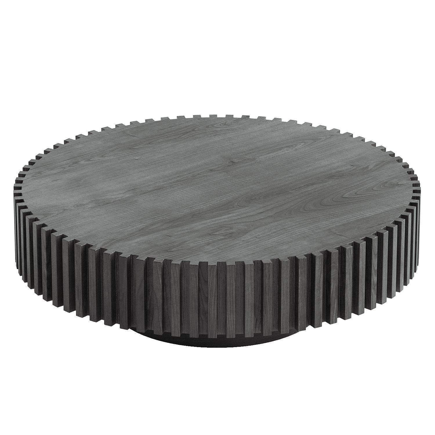 Oak Round Coffee Table 3D model_2