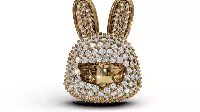 Cute Diamond Bunny Pendant