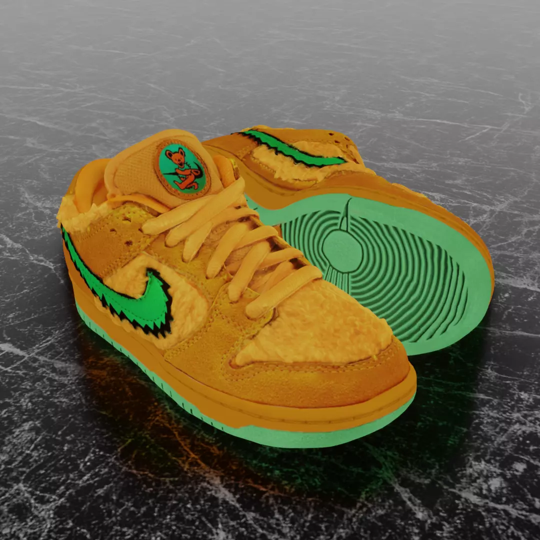 GRATEFUL DEAD X NIKE AIR JORDAN SB DUNK LOW BEAR 3D SHOES Low-poly 3D model
