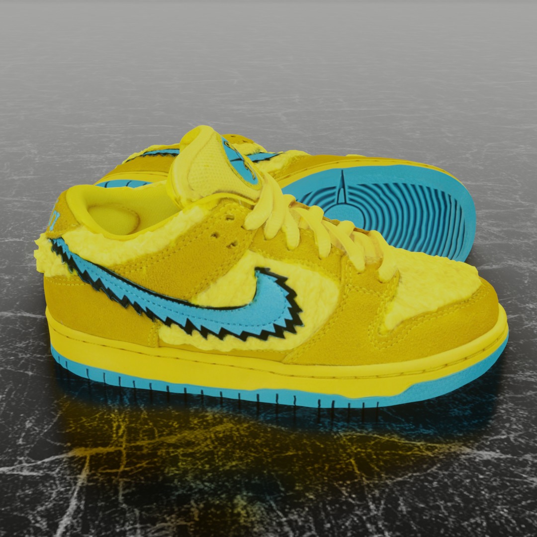GD X NIKE AIR JORDAN SB DUNK LOW PRO OPTI YELLOW 3D SHOES Low-poly 3D model_4