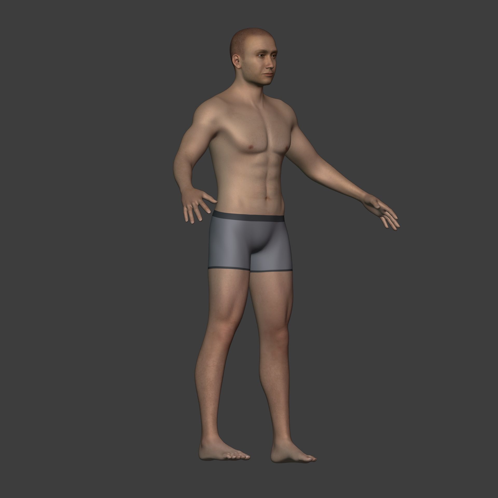 Man - 3 Skin Textures - European African Arab Indian - IK-FK Rig Low-poly 3D model_28