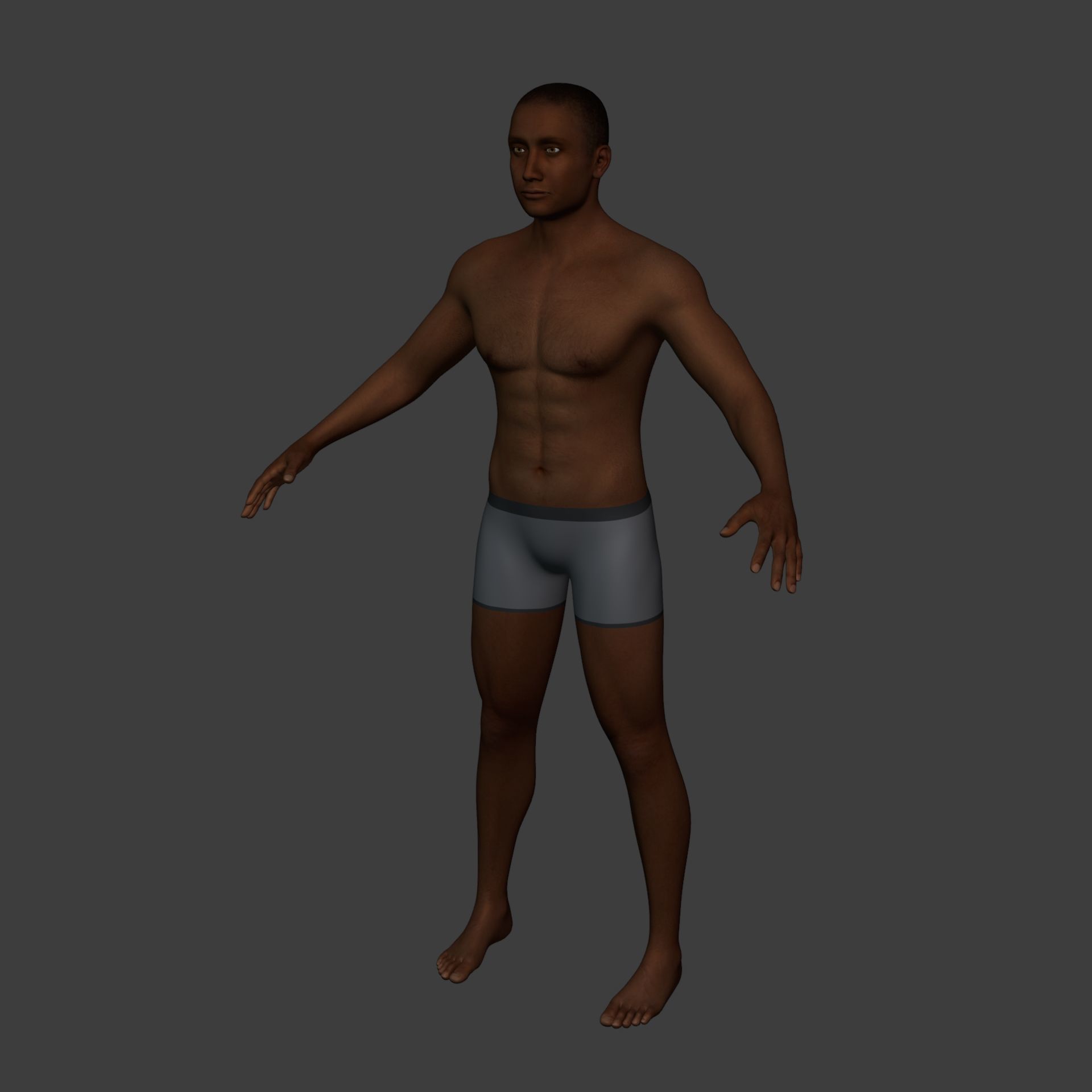Man - 3 Skin Textures - European African Arab Indian - IK-FK Rig Low-poly 3D model_9