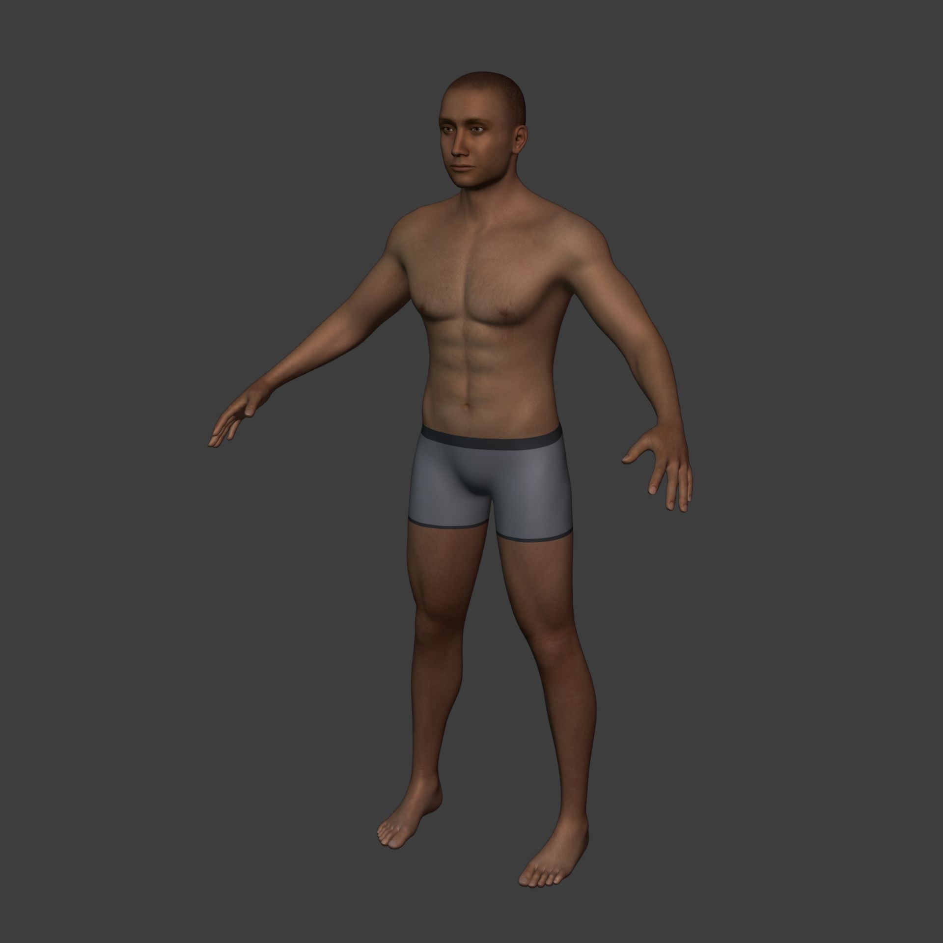 Man - 3 Skin Textures - European African Arab Indian - IK-FK Rig Low-poly 3D model_8
