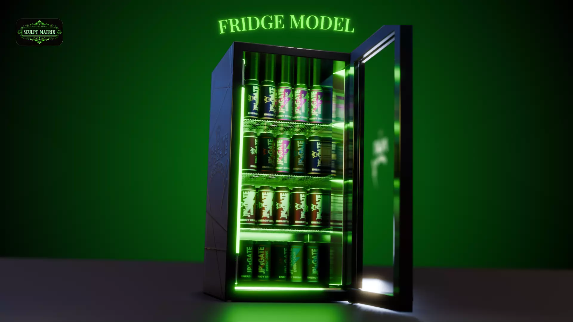 Fridge with energy drink Animation type commercial 3D model