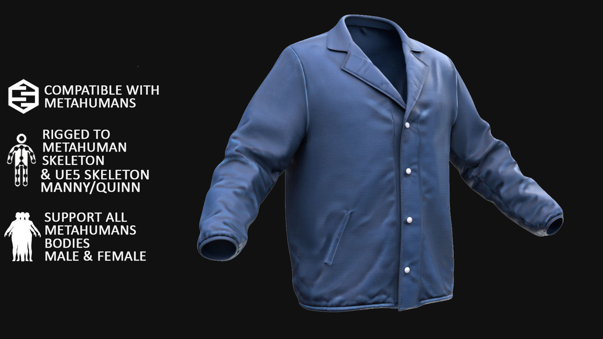 Jacket 82 - All MH Bodies - UE5 Skeletons - Rigged Low-poly 3D model_2