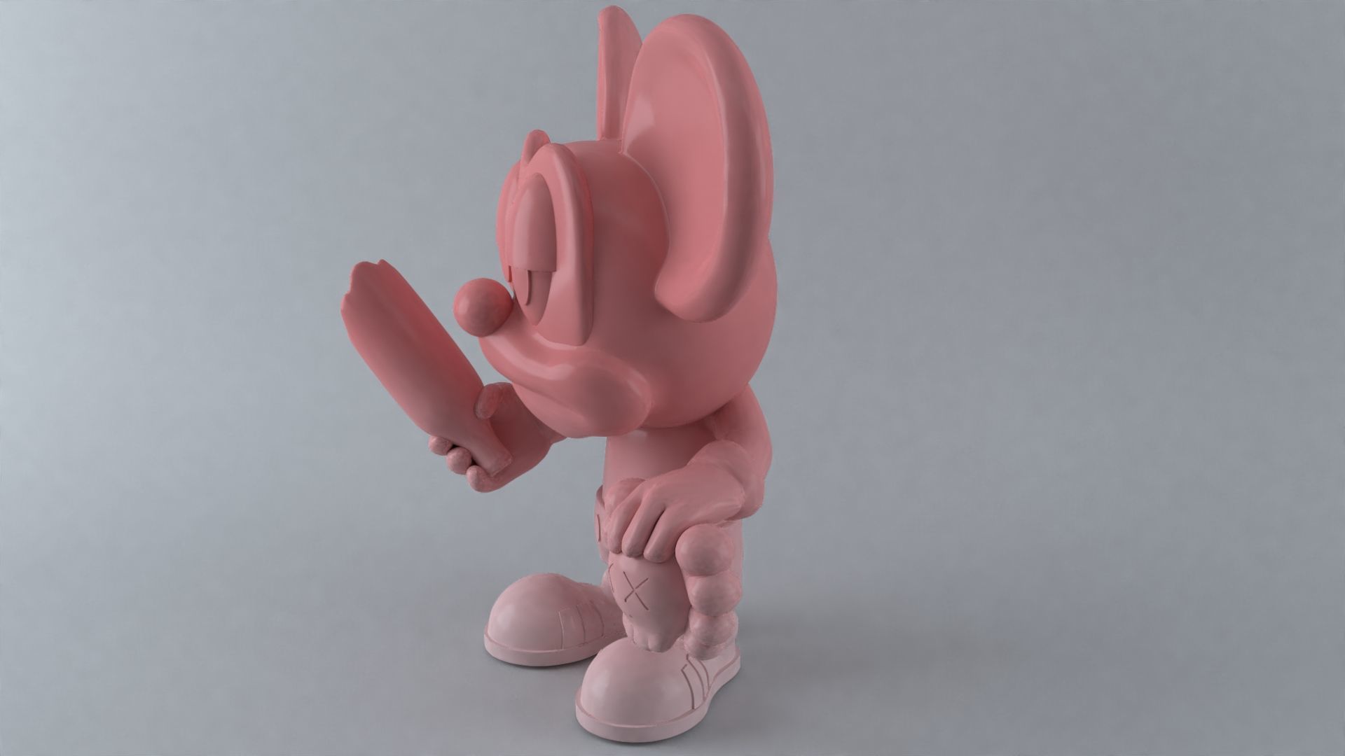 Mickey Mischief 3D Art Toy with KAWS Head and Bottle 3D print model_2