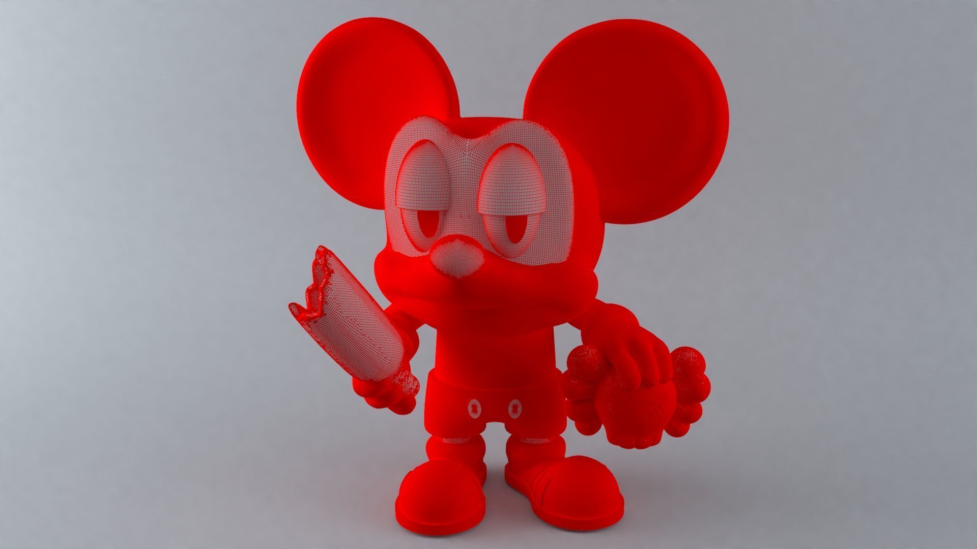 Mickey Mischief 3D Art Toy with KAWS Head and Bottle 3D print model_7
