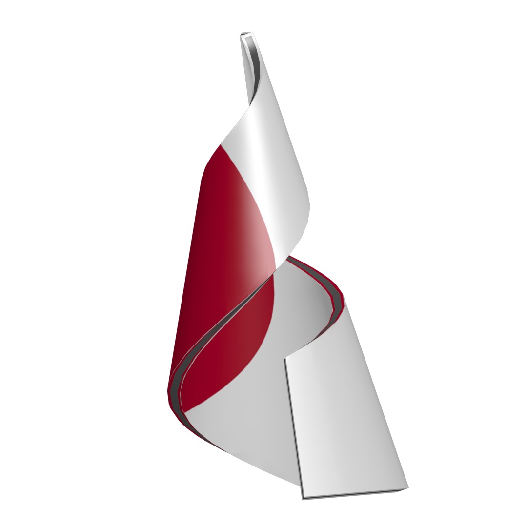 Japan Flag on a helical spiral structure 3D model_1