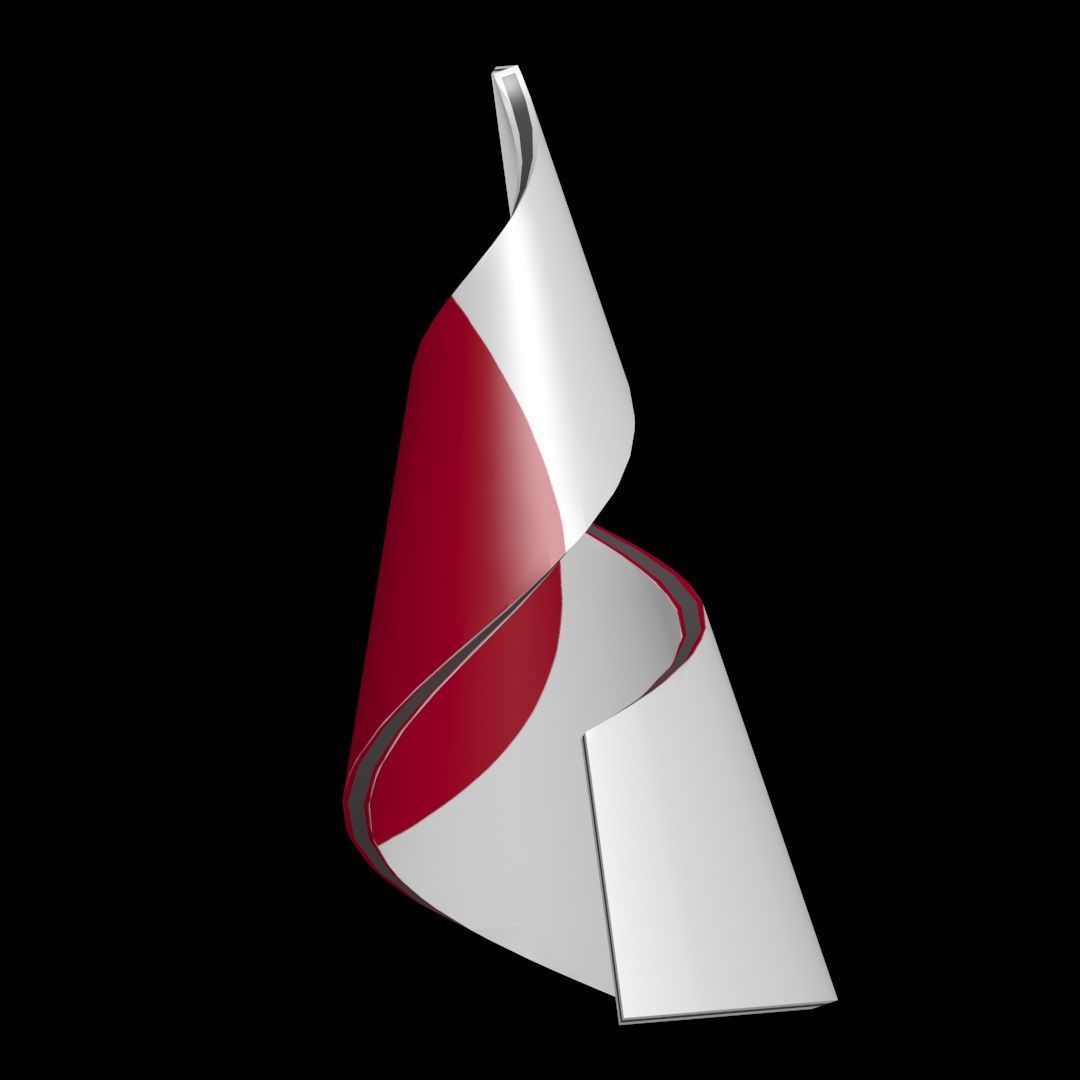 Japan Flag on a helical spiral structure 3D model_21