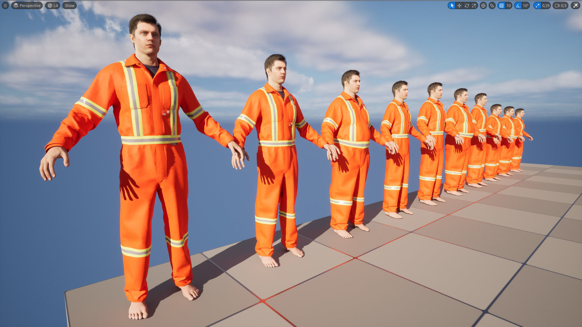 Mining Suit 96 - All MH Bodies - UE5 Skeletons - Rigged Low-poly 3D model_15