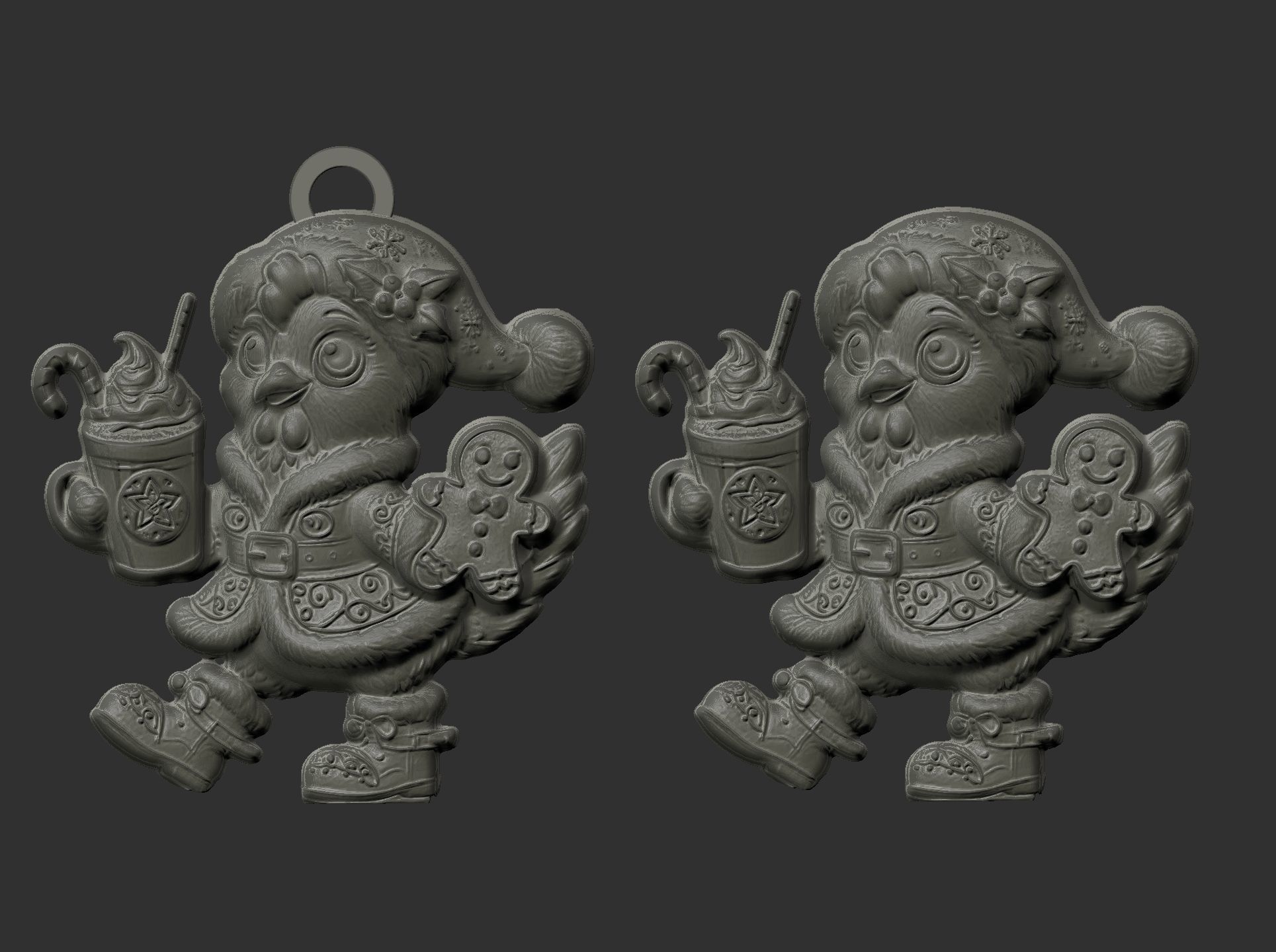 christmas tree chicken decor  3D print model_4