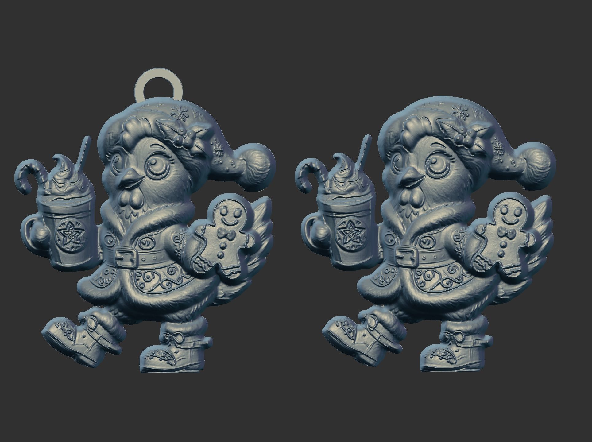 christmas tree chicken decor  3D print model_3