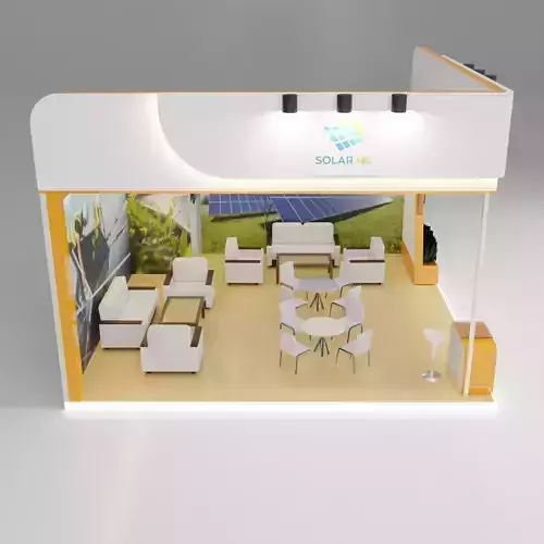 Modern Solar Energy Exhibition Booth 3D Model
