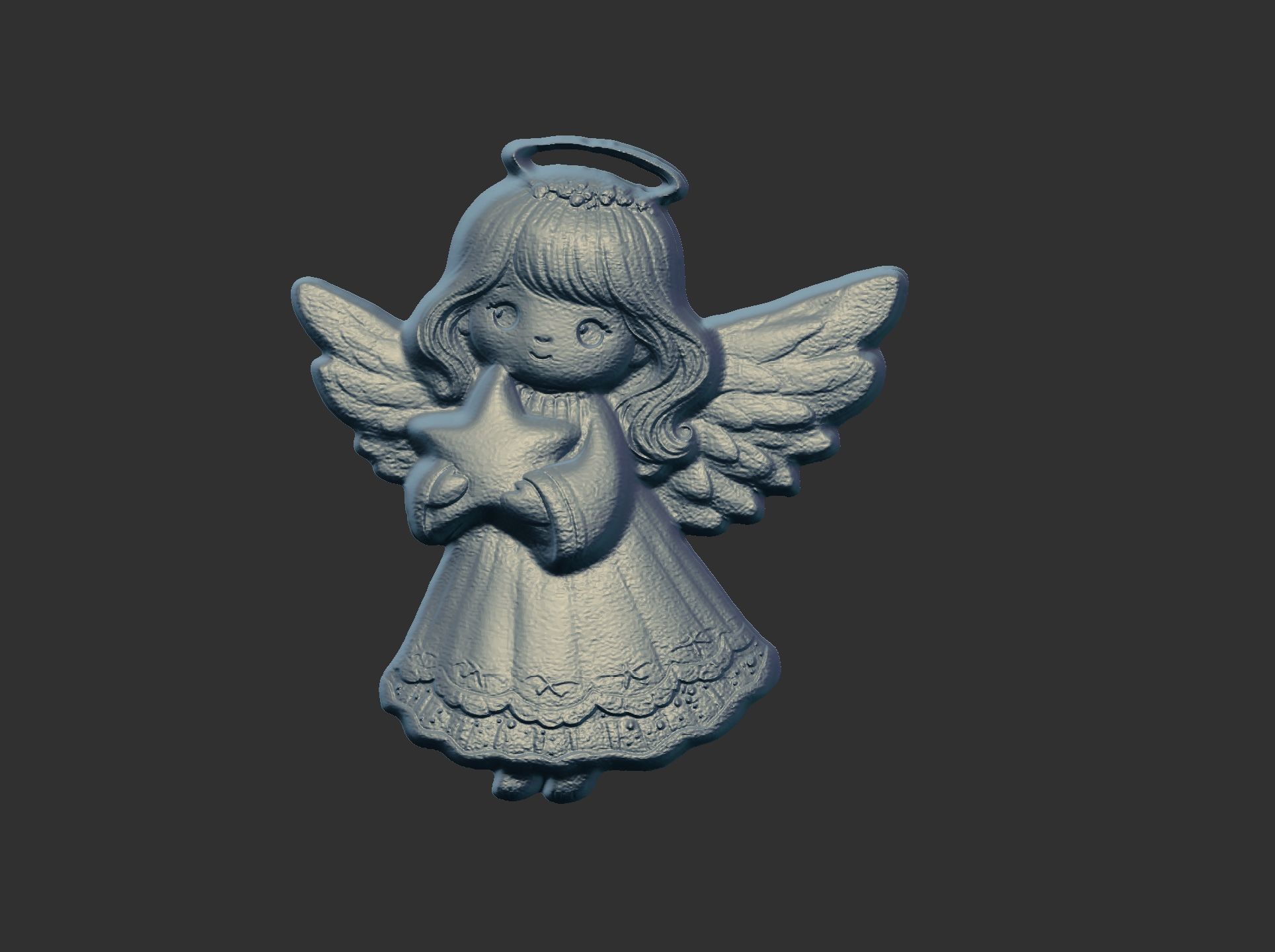 christmas tree cute girl angle decor  3D print model_6