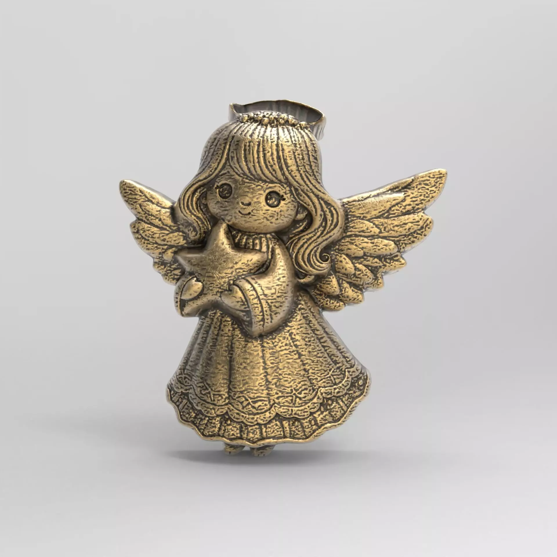 christmas tree cute girl angle decor  3D print model_0
