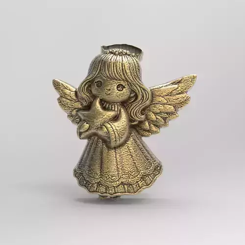 christmas tree cute girl angle decor  3D print model