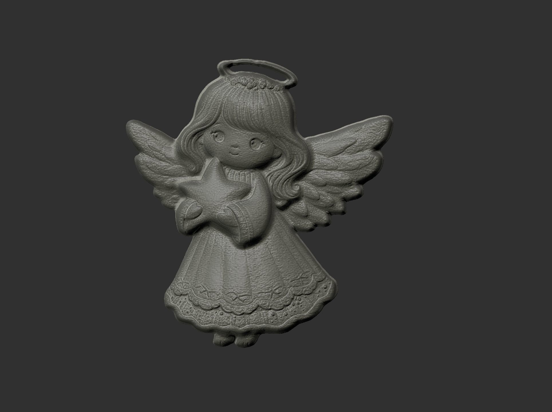 christmas tree cute girl angle decor  3D print model_5
