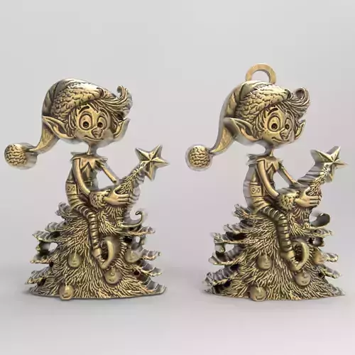 christmas elf in christmastree decor  3D print model