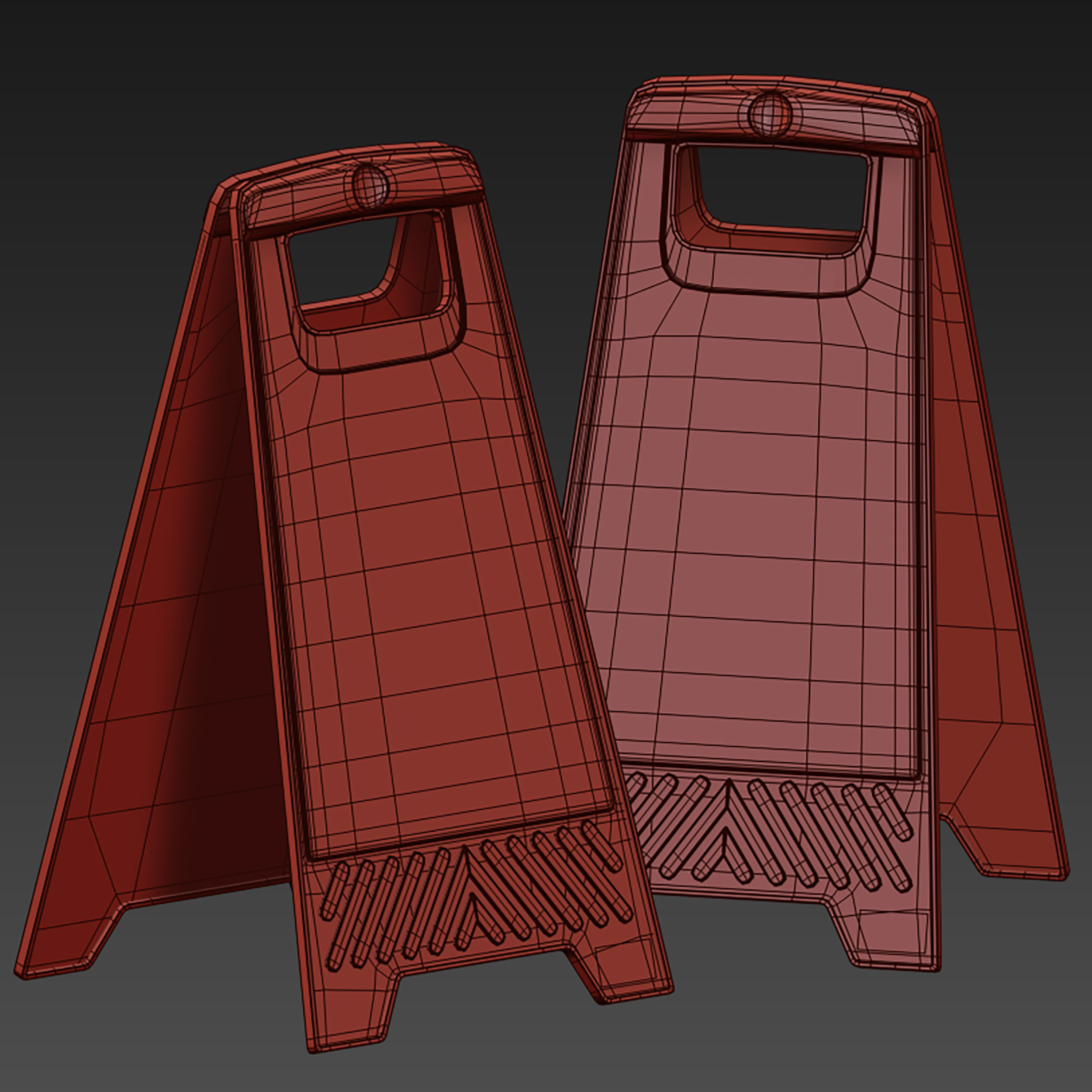 Sign plate Caution wet floor 3D model_23