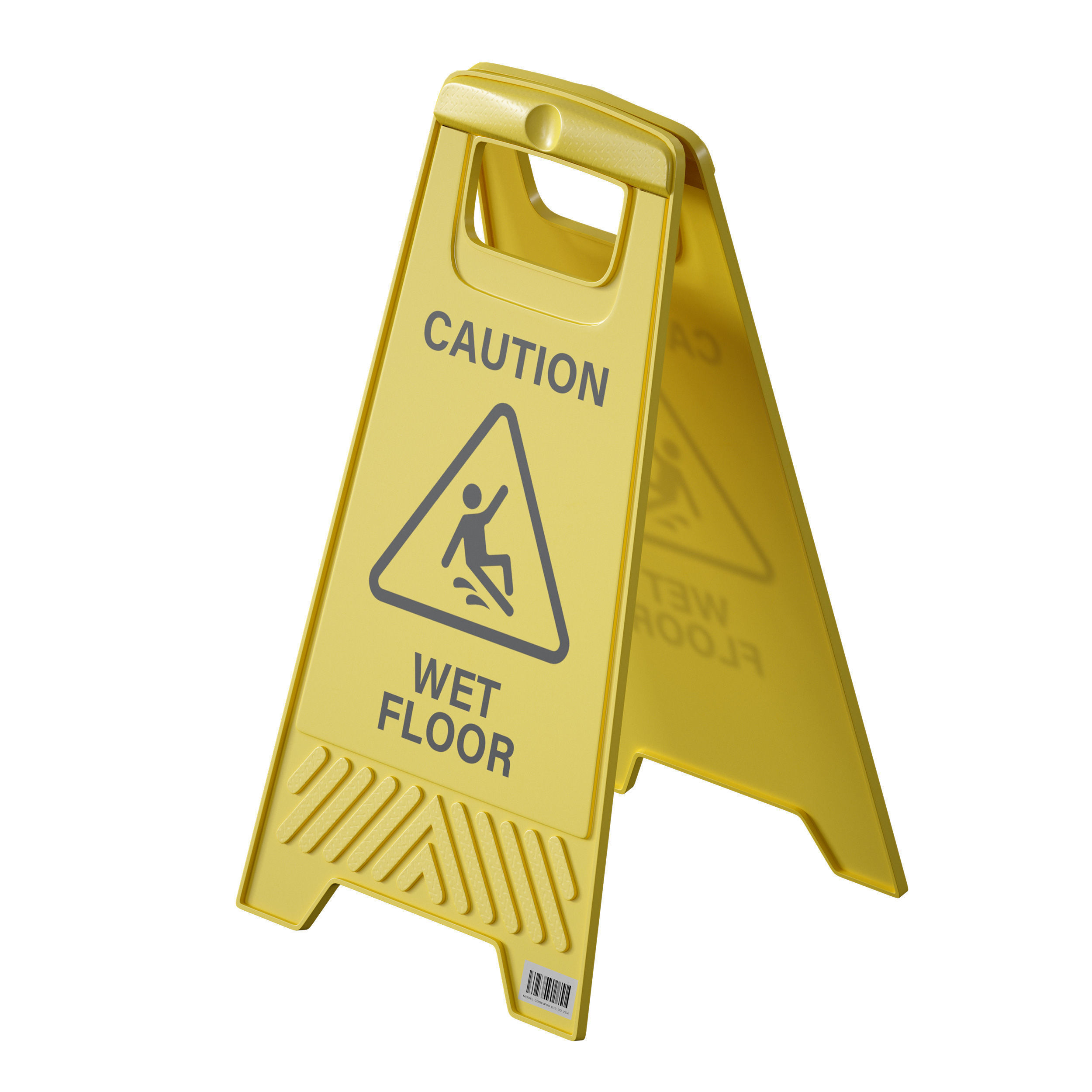 Sign plate Caution wet floor 3D model_16