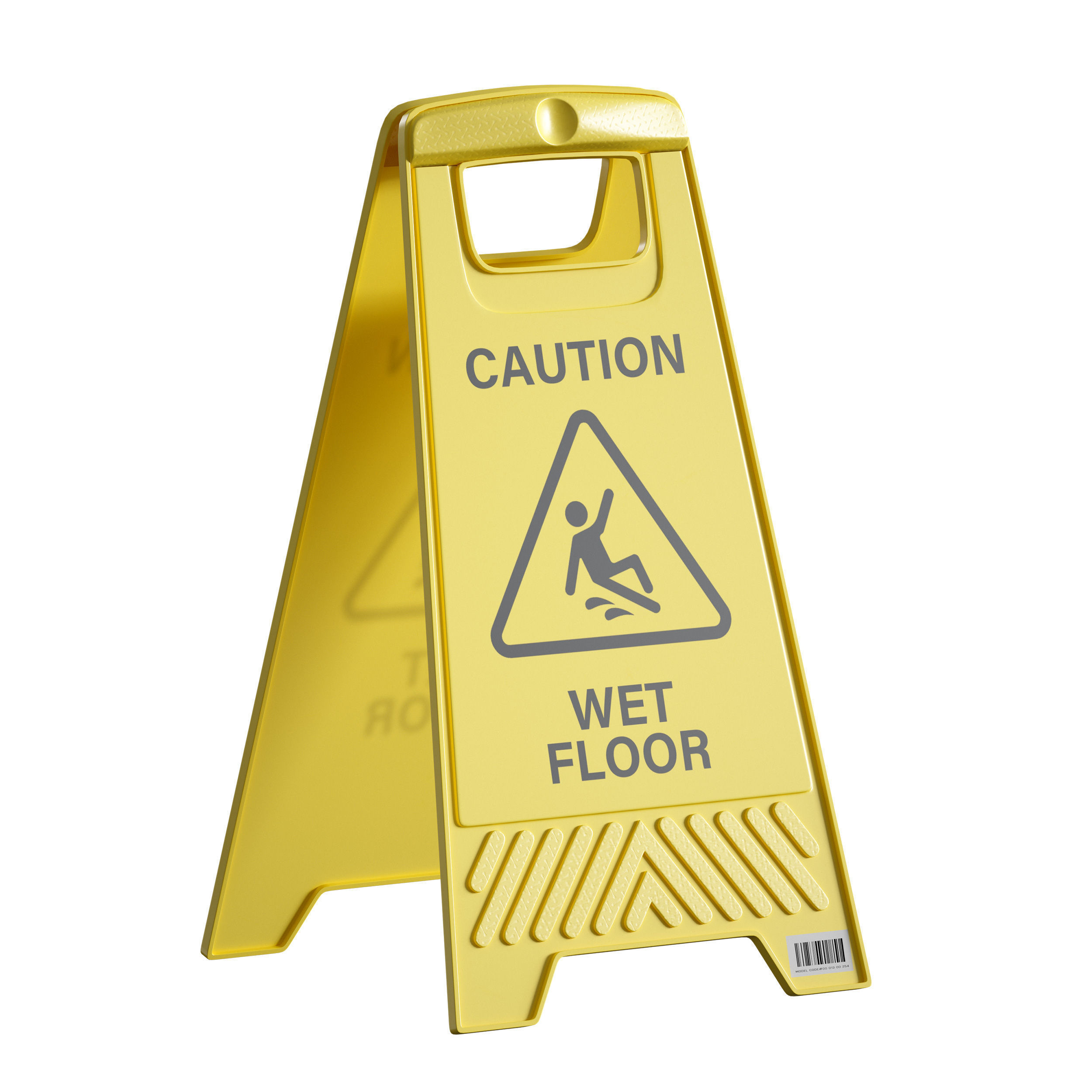Sign plate Caution wet floor 3D model_11