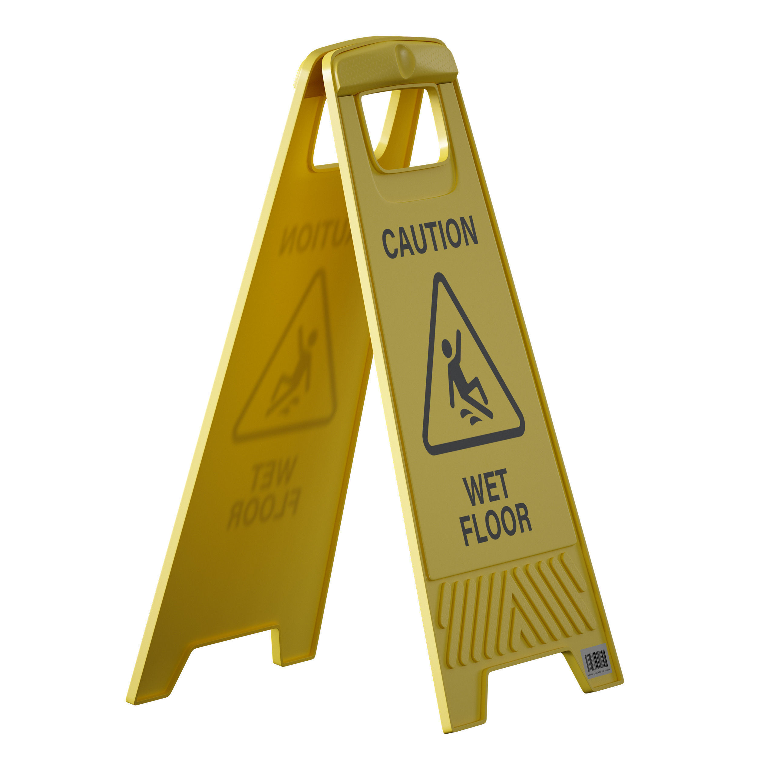 Sign plate Caution wet floor 3D model_13