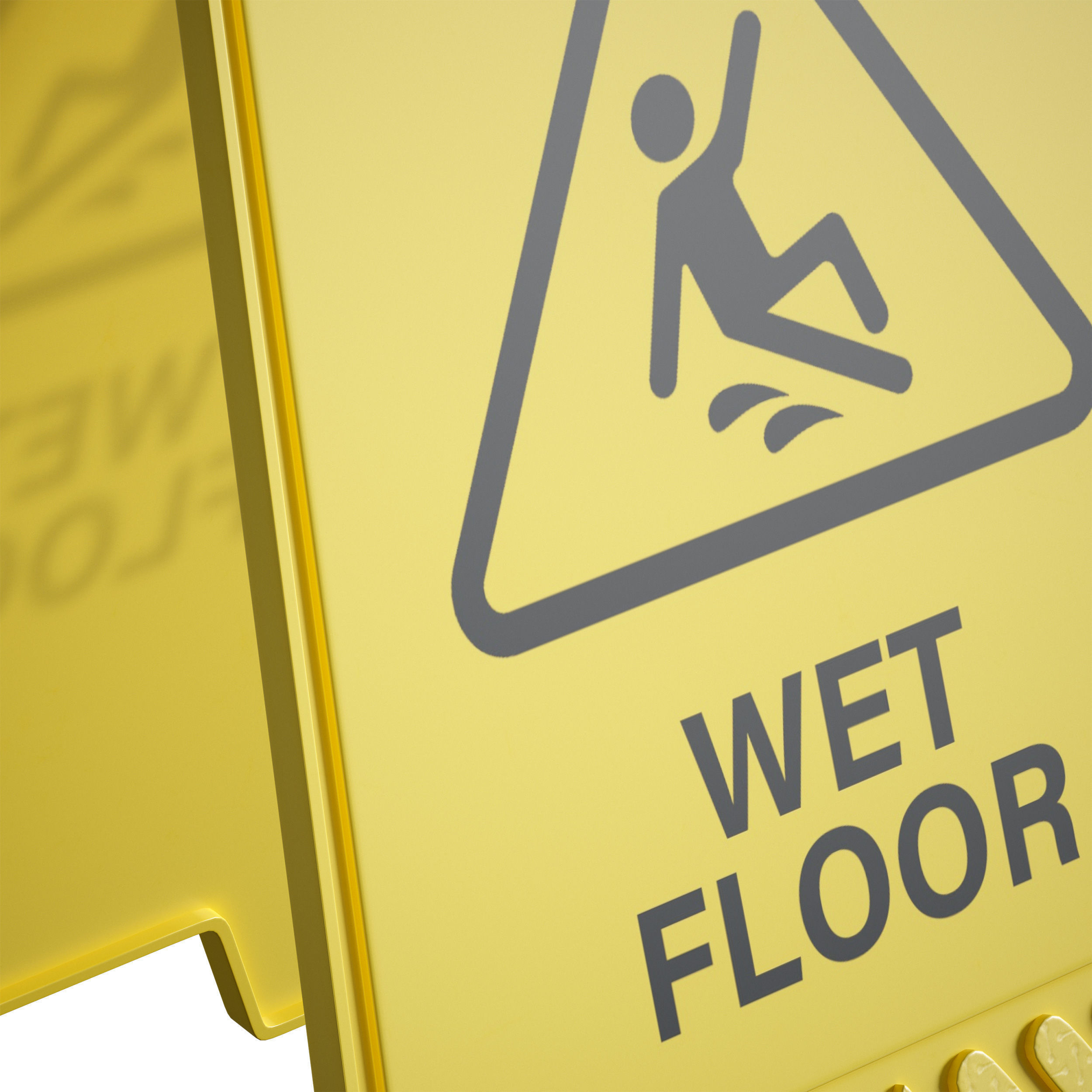 Sign plate Caution wet floor 3D model_17