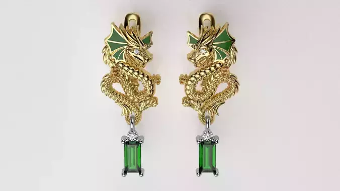Dragon earrings 3D print model