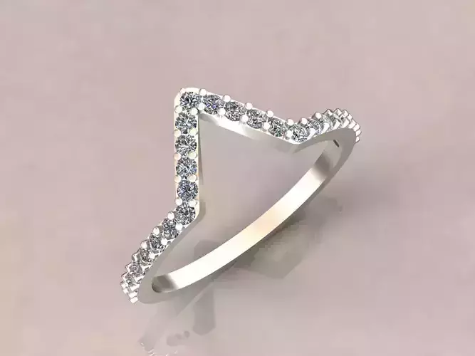 Curved Ring designed with Round Stones 3D print model