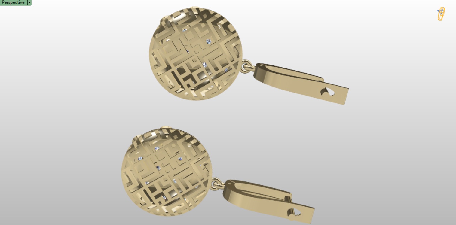 Circle Earrings Designed With Round Stones 3D print model_8