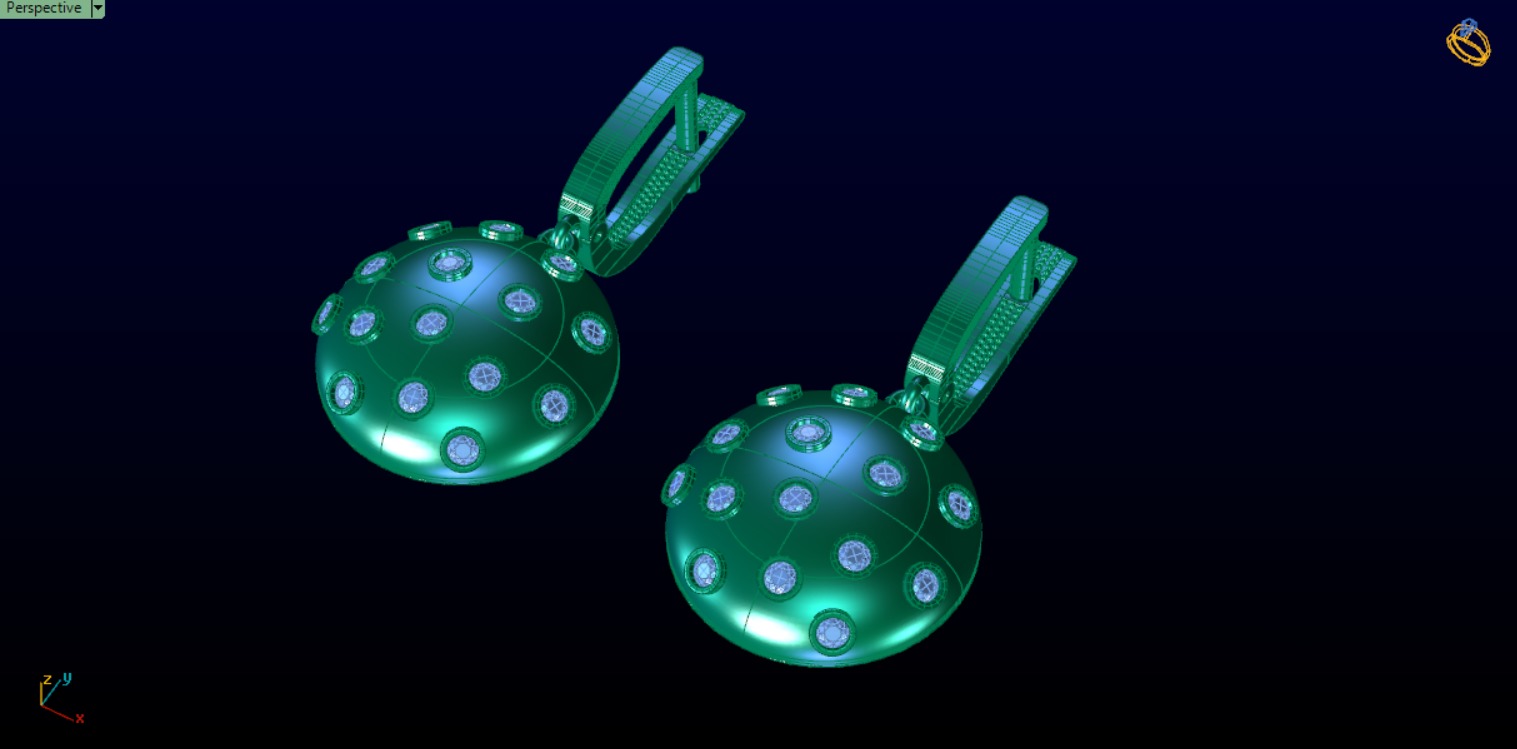 Circle Earrings Designed With Round Stones 3D print model_12