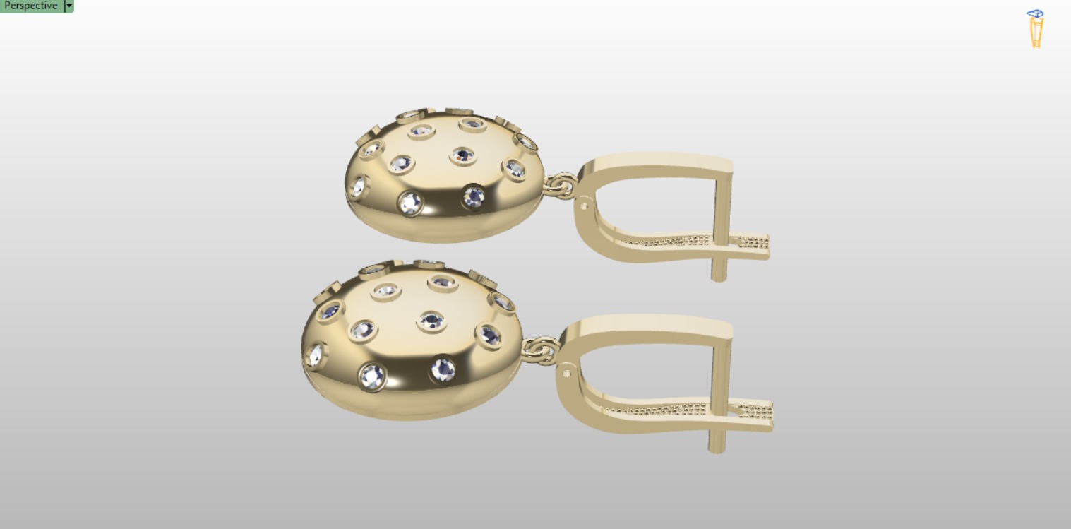 Circle Earrings Designed With Round Stones 3D print model_11