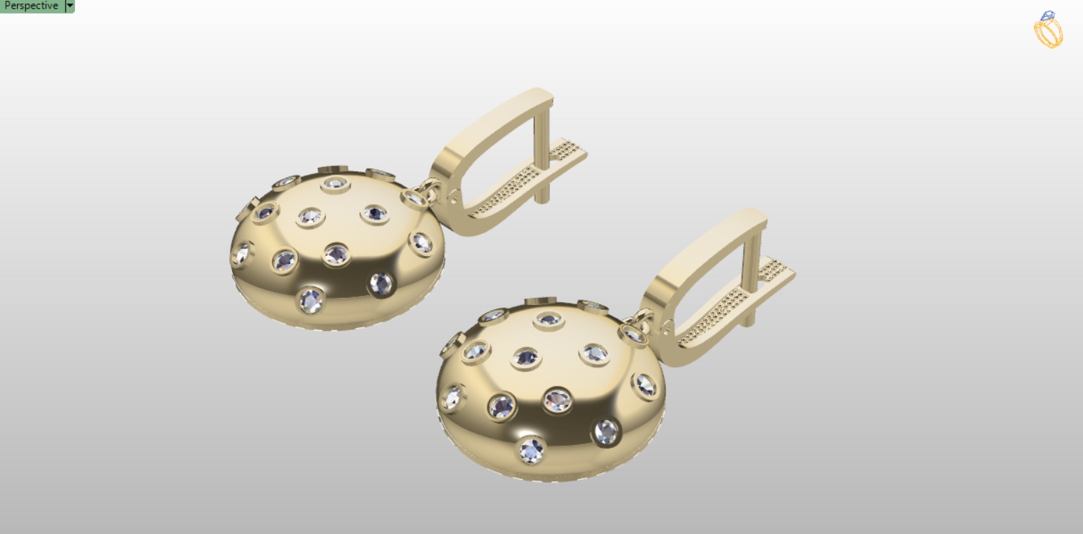 Circle Earrings Designed With Round Stones 3D print model_5