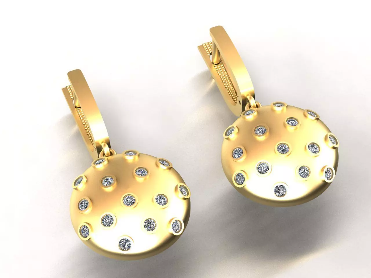 Circle Earrings Designed With Round Stones 3D print model_0