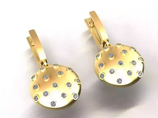 Circle Earrings Designed With Round Stones 3D print model