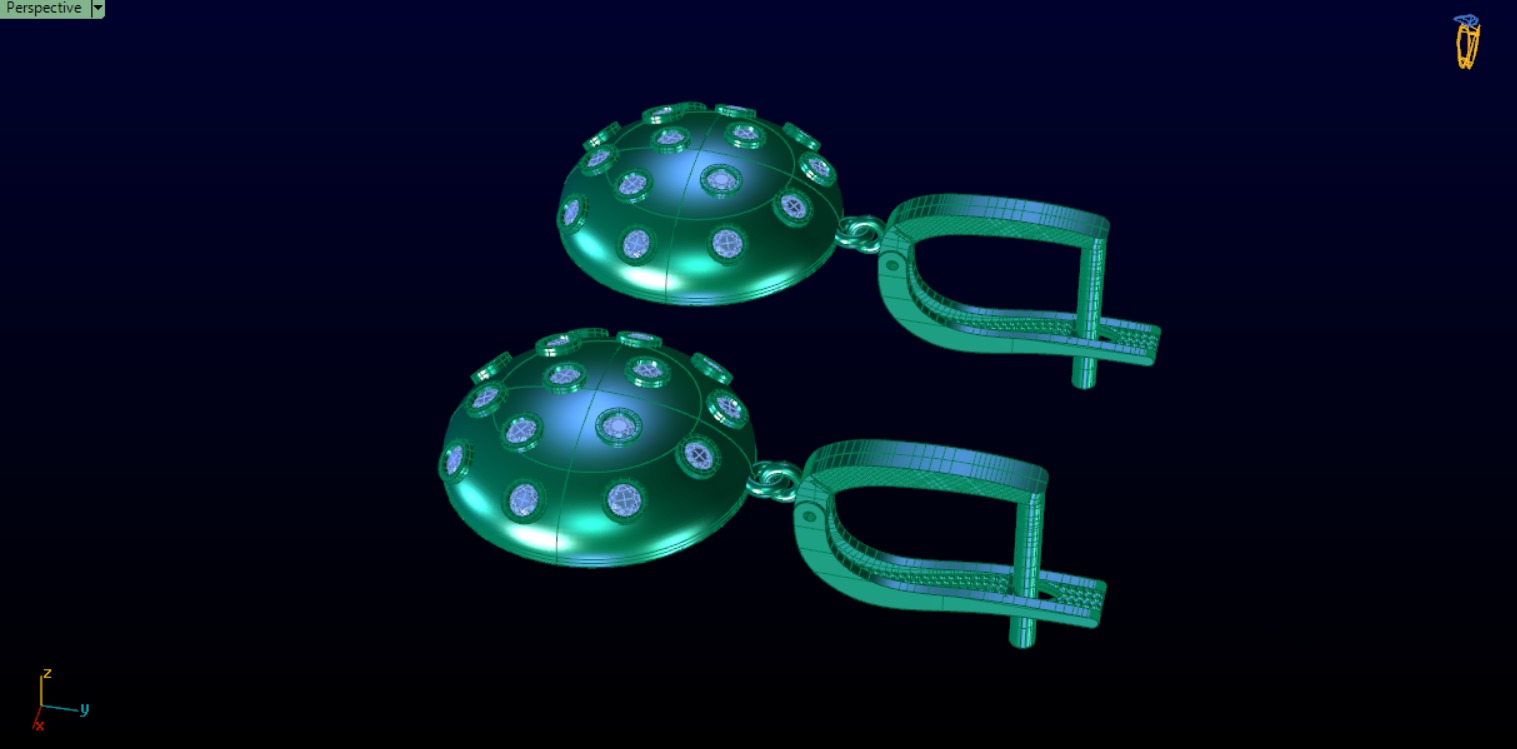 Circle Earrings Designed With Round Stones 3D print model_13